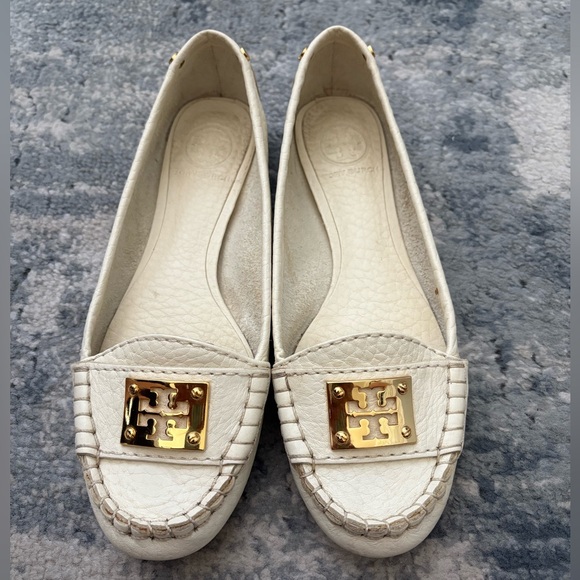 Tory Burch Leather Whipstitch Trim Loafers, Women’s 8M, Bone - Picture 3 of 15